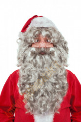 Barba di Babbo Natale lunga con parrucca (40 cm) - grigia