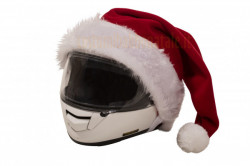Cappello di Babbo Natale sul casco da moto