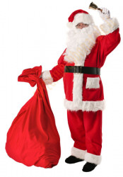 Costume da Babbo Natale Deluxe in pile: completo di 13 elementi e 4 accessori