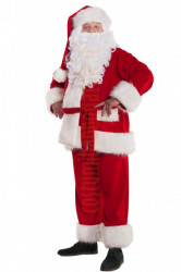 Costume da Babbo Natale Super Deluxe in pile: completo da 6 elementi