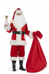 Costume da Babbo Natale Super Deluxe in velluto: completo di 13 elementi e 4 accessori