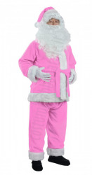Costume di Babbo Natale rosa: giacca, pantaloni e cappello.