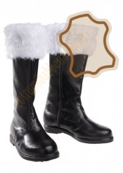 Stivali di Babbo Natale in vera pelle (pelliccia bianco neve)